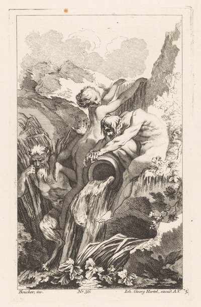 Brunnen mit Mann, Frau und Satyr von Unknown