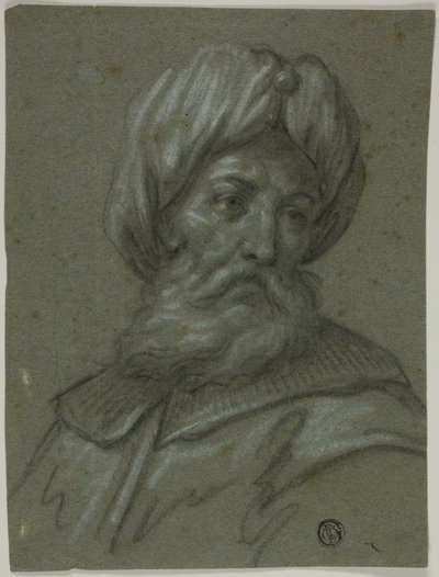 Kopf eines alten Mannes mit Turban und Bart von Unknown