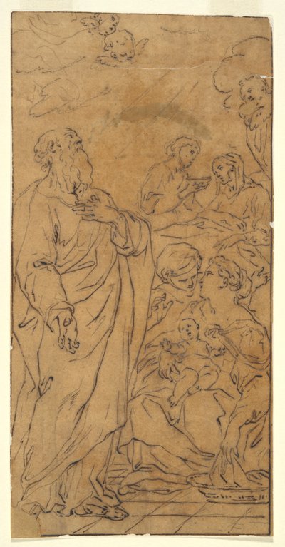 Heilige Familie und Heiliger (Geburt der Jungfrau Maria), in Rom, S. Giovanni in Fonte von Unknown