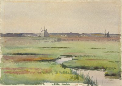 Marschlandschaft mit Booten von Unknown