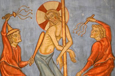 Saint-Pierre-le-Jeune Protestantische Kirche, Passion Christi, Die Geißelung Christi, Fresko, Straßburg, Frankreich von Unknown