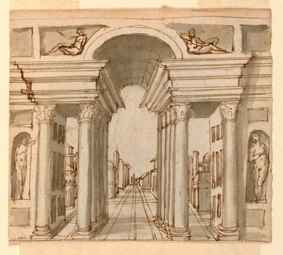Bühnenbild: Architektonische Perspektive von Unknown