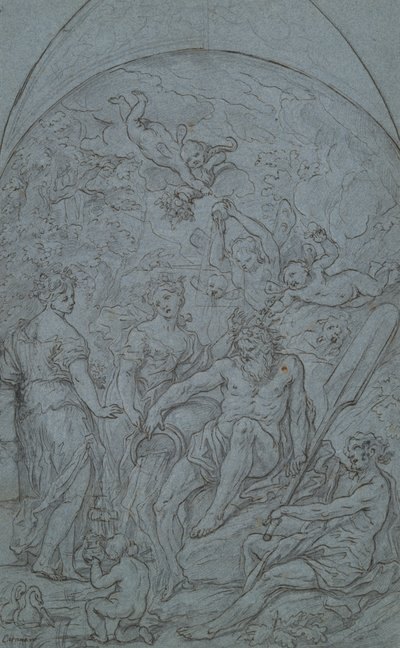 Studie für eine Allegorie mit Flussgott und Fülle von Unknown