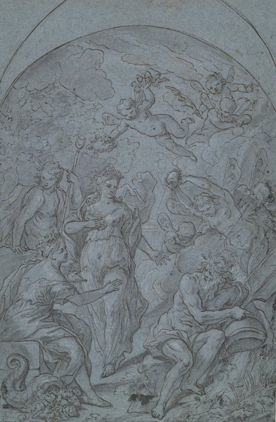 Studie für eine Allegorie mit Flussgott und Fülle von Unknown