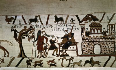 Ein Bote zu Herzog Wilhelm (1027 - 1087) - Teppich von Bayeux, bekannt als Stickerei der Königin Mathilde von Unknown artist