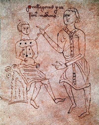 Ein Neurologe untersucht das Nervensystem eines Miniaturpatienten aus dem Manuskript „De surgia“ 13. Jahrhundert Venedig, Biblioteca Marciana von Unknown artist