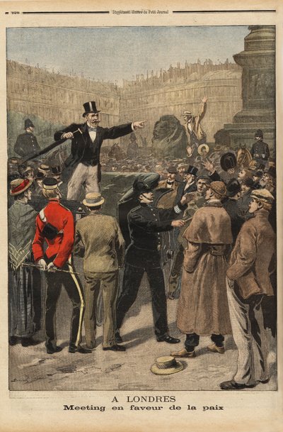 Ein Friedensmeeting in Transvaal, Trafalgar Square, London. Gravur in „Le petit journal“ 8/9/1899. Selva Sammlung. von Unknown artist