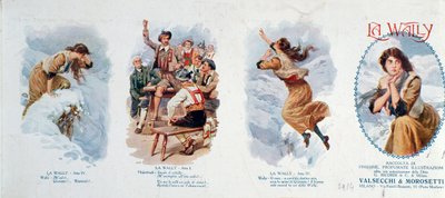 Eine Serie von Vignetten, die die Oper La Wally illustrieren (Lithographie) von Unknown artist