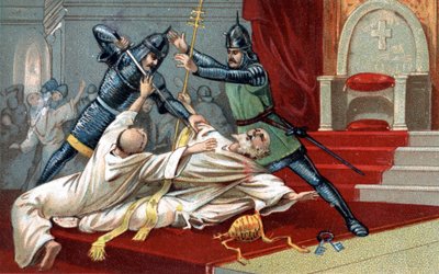 Bombardierung von Anagni, Wilhelm von Nogaret verhaftet Papst Bonifatius VIII., 1303 von Unknown artist