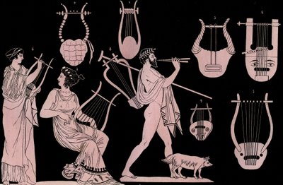 Antikes griechisches Musikinstrument: Lyra und Kithara von Unknown artist