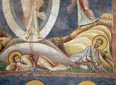 Apostel Johannes und Jakobus Detail. Fresko der Verklärung. 1164 Nerezi, Kirche St. Clemens, Mazedonien von Unknown artist