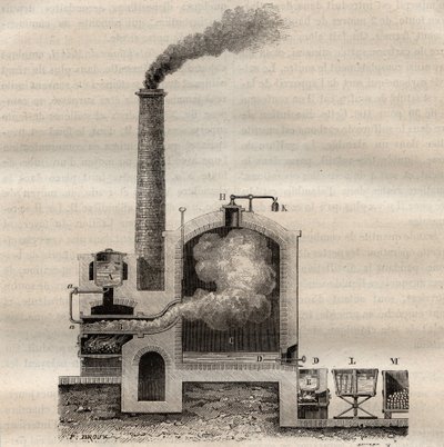 Apparat von Michel de Marseille zur Destillation von Rohschwefel - Gravur in 
