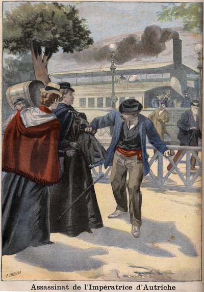 Ermordung von Kaiserin Elisabeth von Österreich (Sissi) durch einen italienischen Anarchisten in Genf von Unknown artist