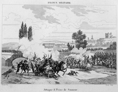 Angriff und Eroberung von Saumur (Gravur) von Unknown artist