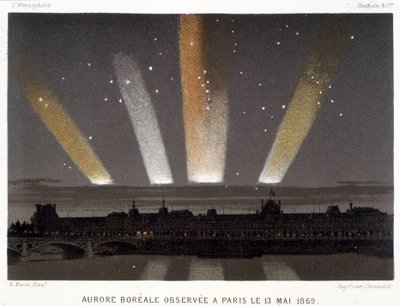 Nordlicht beobachtet in Paris am 13.05.1869 - in „Magnetismus und Elektrizität“ von Amédée Guillemin von Unknown artist