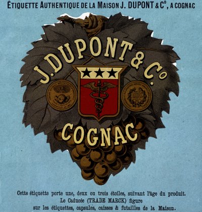 Authentisches Etikett von J. Dupont & Co, Cognac. Ausgabe 1882 von Unknown artist