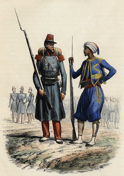 Bataillon der Fremdenlegion, gebildet und nach Algerien geschickt 1831; Bataillon der einheimischen Tirailleurs, gebildet und nach Algerien geschickt 1841, in „L
