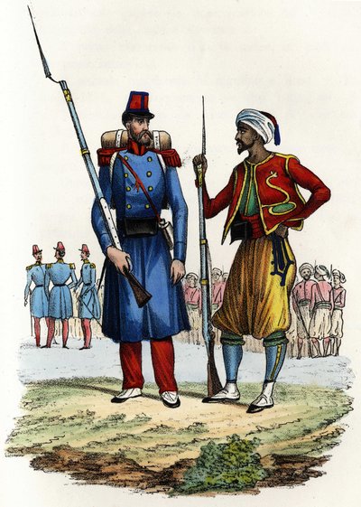 Bataillon der Fremdenlegion, das 1831 nach Algerien entsandt wurde; Bataillon indigener Reiter, das 1841 nach Algerien entsandt wurde. In „Storia d