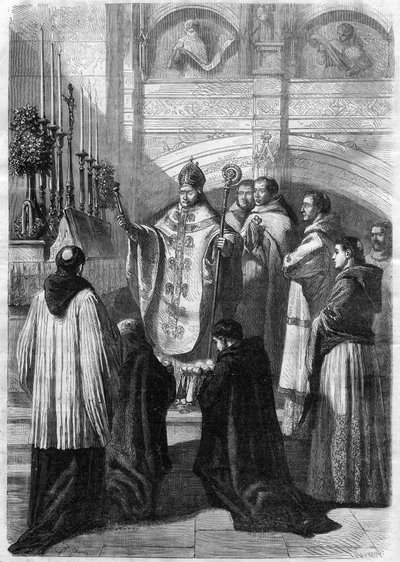 Segnung der Eier am Ostersonntag in der Abtei von Solesmes (Sarthe) im Jahr 1868 von Unknown artist