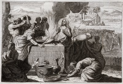 Royaumont-Bibel, Altes Testament: Lot trennt sich von Abraham. Ein Streit entbrannte zwischen den Hirten von Abraham und Lot, und sie trennten sich voneinander, und Lot zog nach Sodom. Illustration von 1811. von Unknown artist