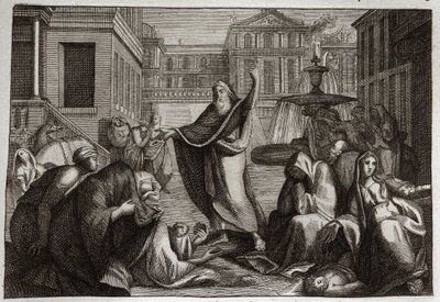 Bibel von Royaumont, Altes Testament: Buße der Niniviten. Die Einwohner von Ninive tun alle Buße auf die Predigt des Propheten Jona hin. Illustration von 1811. von Unknown artist