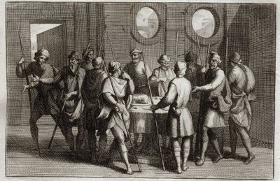 Bibel von Royaumont, Altes Testament: Das Osterlamm. Gott befahl den Juden, das Osterlamm zu essen, und tötete für die zehnte Plage jeden Erstgeborenen. Illustration von 1811. von Unknown artist