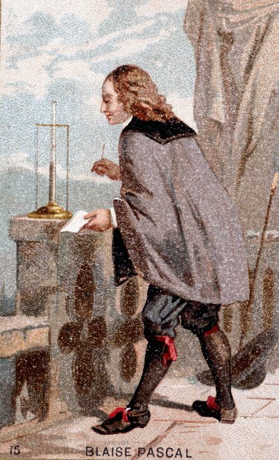 Blaise Pascal (1623 - 1662) vor einem Barometer von Unknown artist