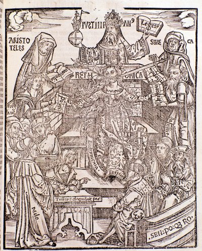 Wissenszweige dargestellt von Aristoteles (oben links) und Seneca (rechts) von Unknown artist