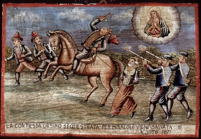 Brigantaggio, ex-voto 1871: Gräfin Ursino wurde gerade wundersam gerettet. von Unknown artist