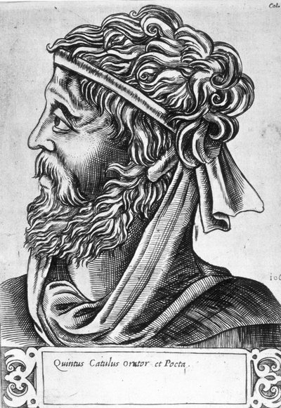 Caius Valerius Catullus genannt Catull (87 - 54 v. Chr.) Imaginäres Porträt, Gravur des 17. Jahrhunderts von Unknown artist