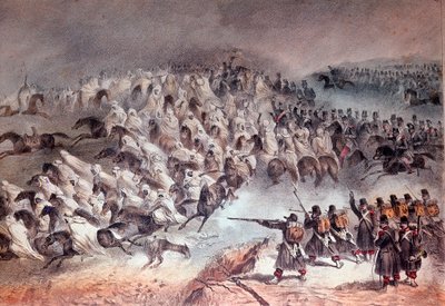 Kampagne von Algerien, Eroberung von Constantine: der Rückzug der französischen Armee in Sidi-Tamtam, 27. November 1836 (Lithographie) von Unknown artist