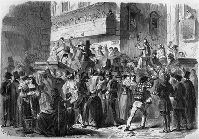 Karneval von Rom nach einer Zeichnung von Gierdziejewski im Jahr 1858. von Unknown artist