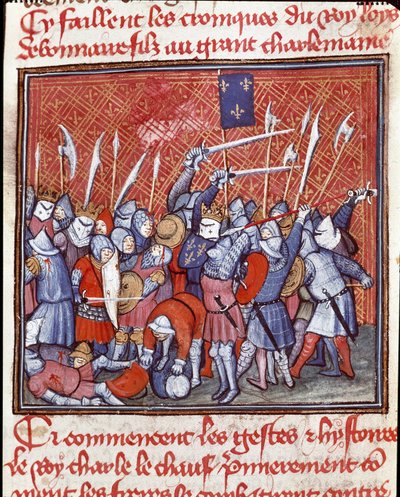 Karolingische Dynastie: König Karl II. der Kahle in einer Schlacht von Unknown artist