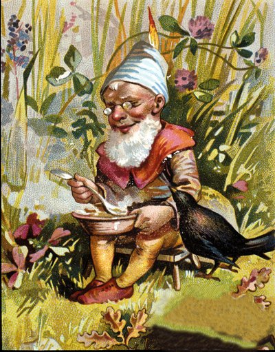 Charakter des Zwergs oder Kobolds isst Suppe von Unknown artist