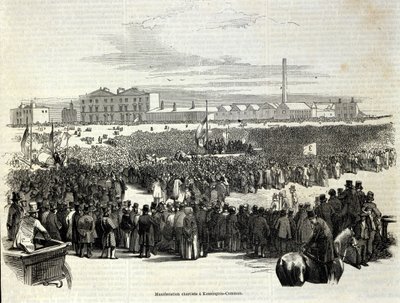 Chartisten-Demonstration in Kennington Common: eine politische Arbeiterbewegung, Vorläufer des Sozialismus. Gravur von 1848 von Unknown artist