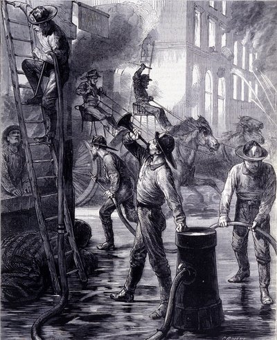 Chicago Feuerwehr bekämpft ein Feuer, Vereinigte Staaten. 19. Jahrhundert von Unknown artist