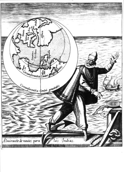 Christoph Kolumbus - in „Nova Tipus Transacto Navigatio Novi Orbi“ von Philoponus Honorius von Unknown artist