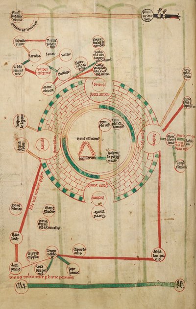 Kreisförmige Karte von Jerusalem, mit dem Tempel und dem Heiligen Grab von Unknown artist