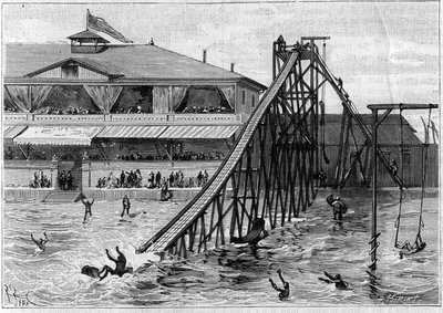 Achterbahn in Bridgeport, Connecticut, USA. in „La Nature. Revue der Wissenschaften und ihrer Anwendungen in Kunst und Industrie.“ 1888 von Unknown artist