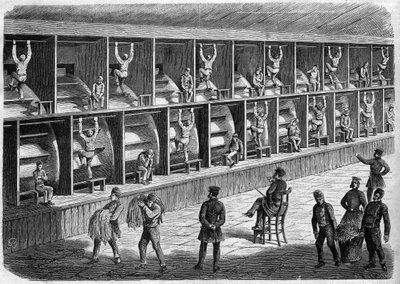 Coldbath Fields Gefängnis - Besserungshaus in London - das Laufband - Coldbath Fields - London Gravur 1868 von Unknown artist