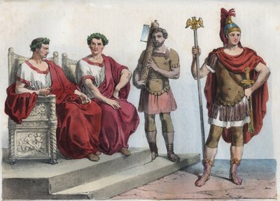 Konsul und Liktoren im antiken Rom - Gravur aus „Usi e Costumi di Tutti i Popoli dell