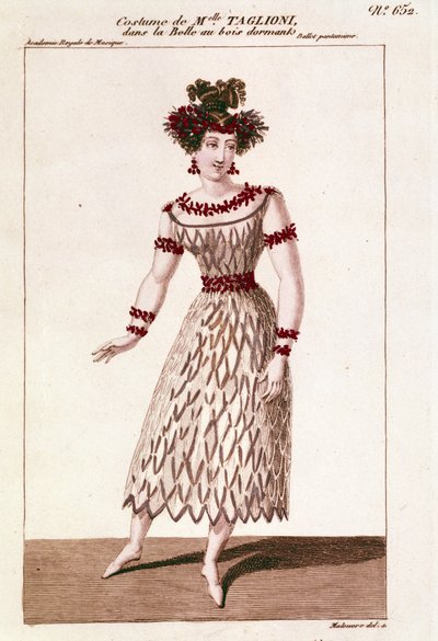Kostüm der Tänzerin Maria Taglioni (1804-1884) im Ballett „Dornröschen“ von Piotr Iljitsch Tschaikowski von Unknown artist