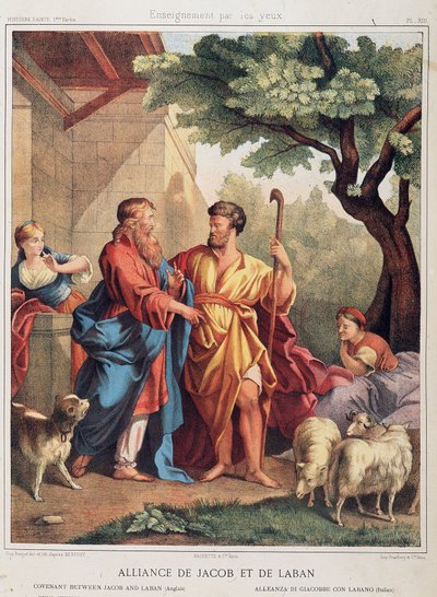 Bund von Jakob und Laban in „Heilige Geschichte“, ed. Hachette von Unknown artist