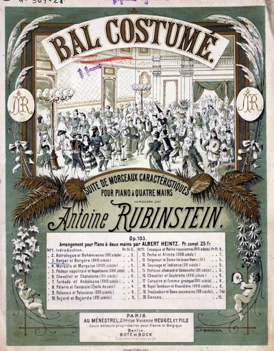 Titelblatt der Partitur von "Suite charakteristischer Stücke für Klavier zu vier Händen", komponiert von Anton Rubinstein von Unknown artist