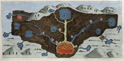 Querschnitt der Erdkruste zur Demonstration des Ursprungs der Thermalquellen von Athanasius Kircher - 17. Jahrhundert von Unknown artist