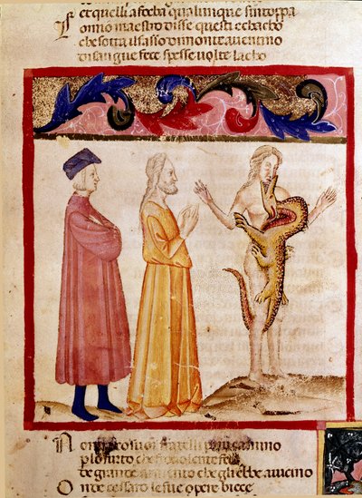 Dante und Virgil treffen die Seele eines Sünders, der von einem Drachen verschlungen wird von Unknown artist