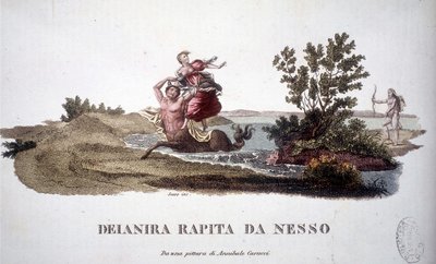 Deanire entfernt durch den Zentaur Nessus - Gravur von Unknown artist