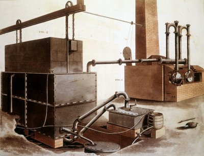 Diagramm zur Erklärung der Kohlegasproduktion, London 1815 von Unknown artist