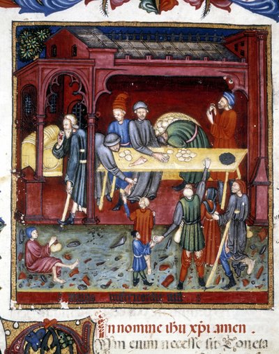 Verteilung von Brot und Schuhen an Alte und Arme. 1422. von Unknown artist