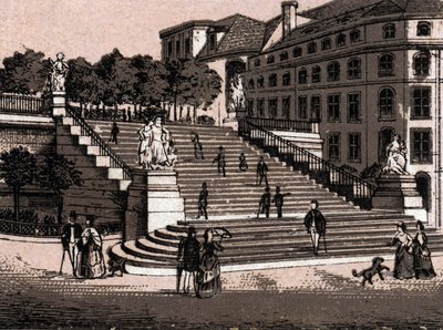 Dresden, Deutschland: Ansicht der Brühlschen Terrasse in „Die Welt illustriert 168 Ansichten“ ohne Datum (spätes 19. Jahrhundert) von Unknown artist